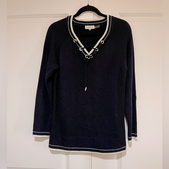 Calvin Klein size large like a new knit sweater dark navy blue - Picture 1 of 4